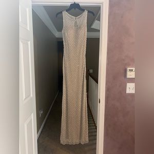 Aidan Mattox size 2, tan, hand beaded, evening gown